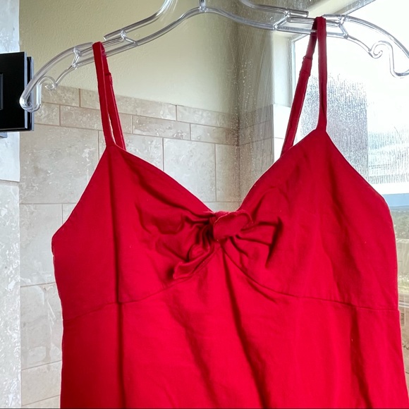Vintage L.E.I. red 100% cotton spaghetti strap maxi sleepwear dress - Picture 3 of 10